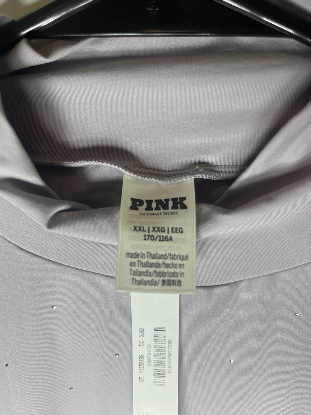 PINK Victoria's Secret Lavender Rhinestone Mock Neck Long Sleeve Top - Picture 5 of 11